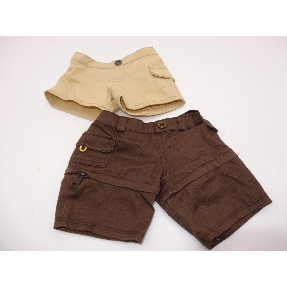 Build A Bear Workshop Cargo Shorts and Zip Off Pants Set Brown Tan
